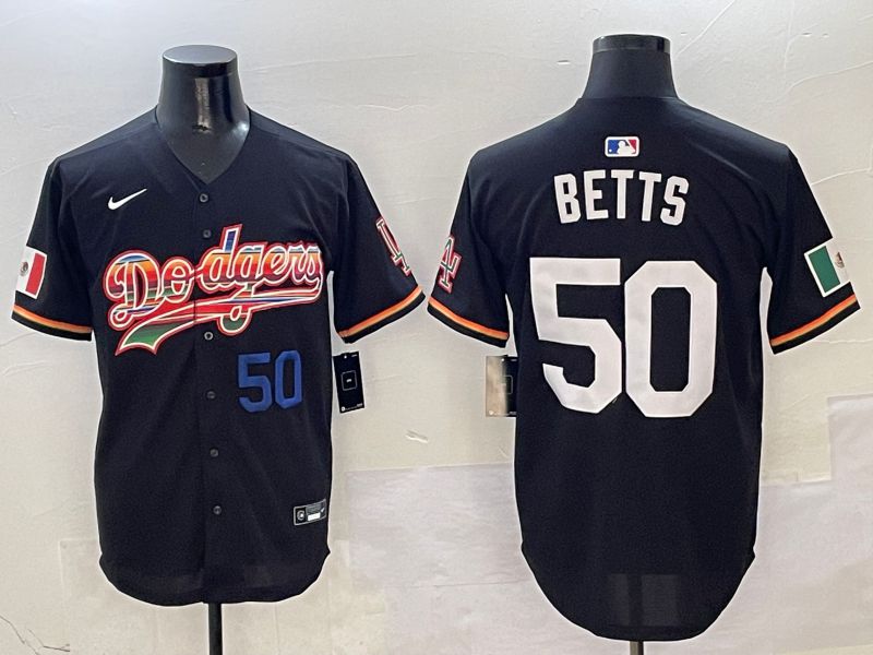 Men Los Angeles Dodgers #50 Betts Black rainbow Nike 2025 MLB Jersey style 4->los angeles dodgers->MLB Jersey